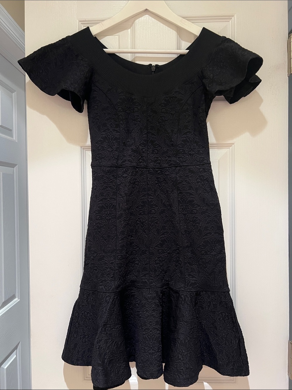Opening Ceremony Black One-Shoulder Textured Fit & Flare Dress